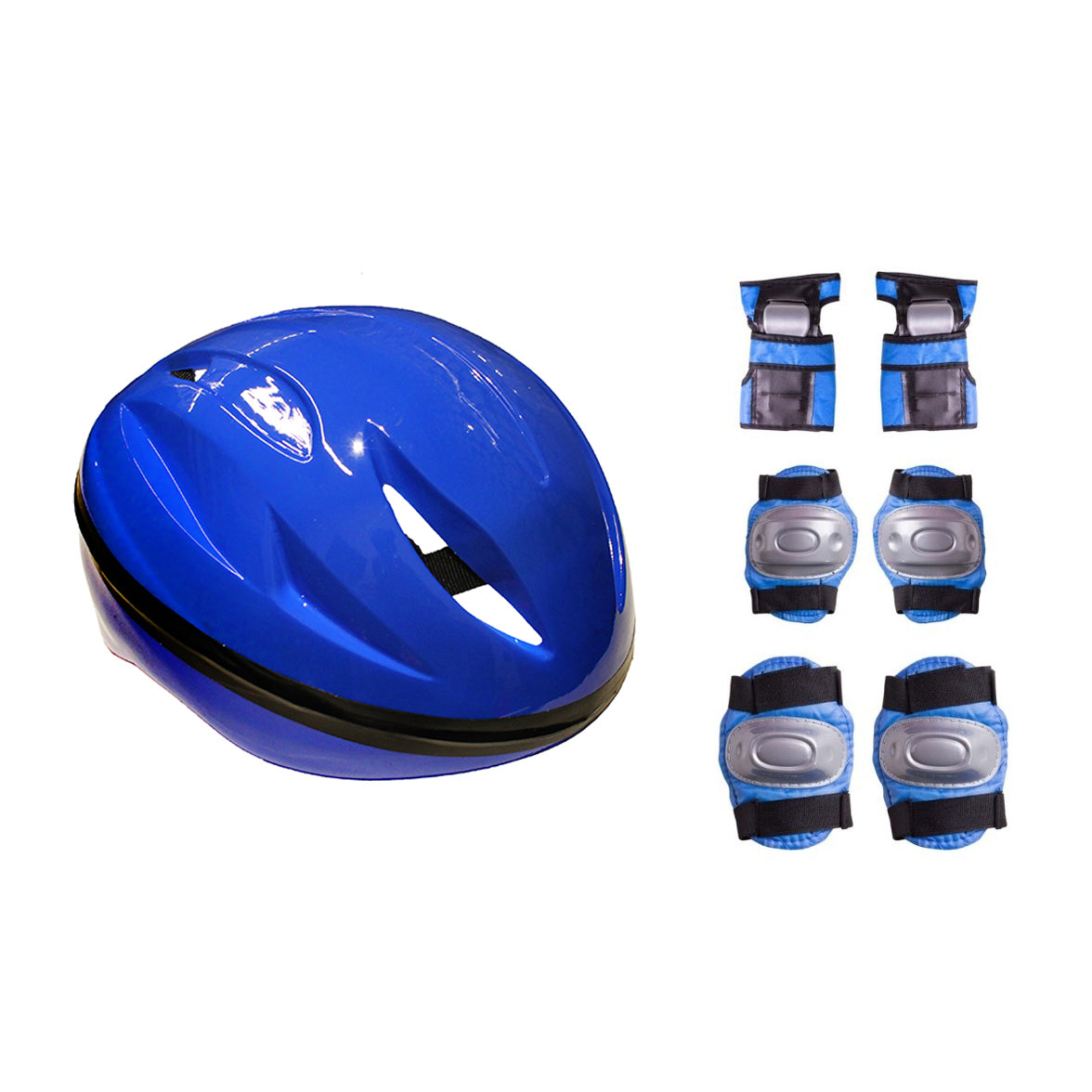 Kask Ugr Bisiklet Kask Dizlik Dirseklik Seti Mavi DZS-202