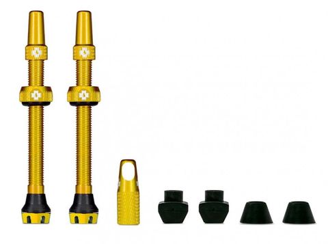 Muc Off MucOff Muc-Off Tubeless Ventil Kit V2 44 mm Gold - Flugzeugaluminium für MTB & Rennrad