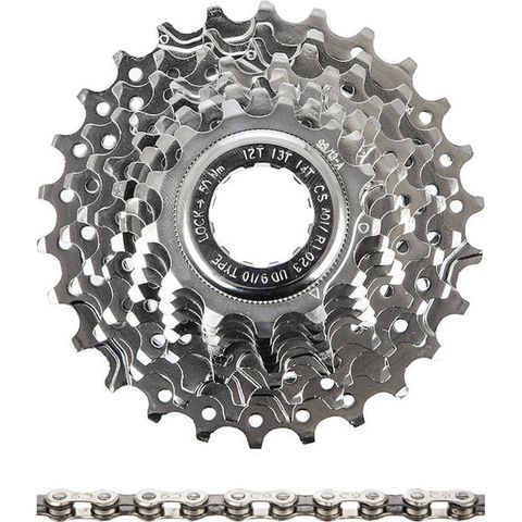 Campagnolo Campagnolo Veloce Kassette + Record Kette 9-fach Verschleißset silber 114 12-23