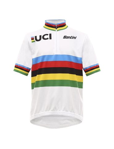 Santini Santini UCI World Champion Özel Seri Çocuk Bisiklet Forması RE942B14WC - Beyaz / 11 Yaş