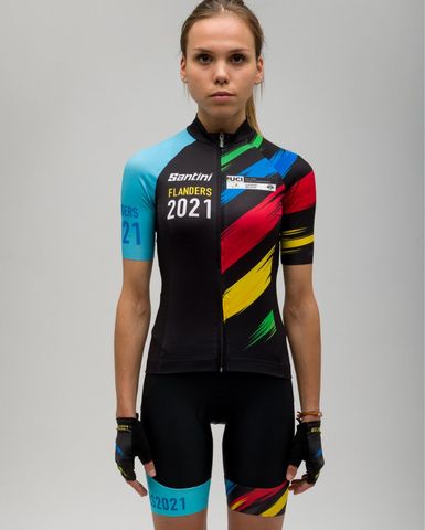 Santini Santini UCI FLANDERS 2021 Özel Seri Kadın Askılı Bisiklet Taytı EC1065GILSPLA