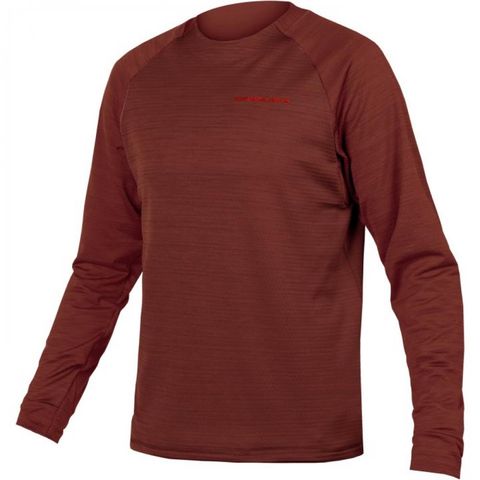 Endura Endura SingleTrack Fleece Langarmshirt XL brick red - wärmendes Netzfleece, atmungsaktiv & isolierend mit Rücktasche