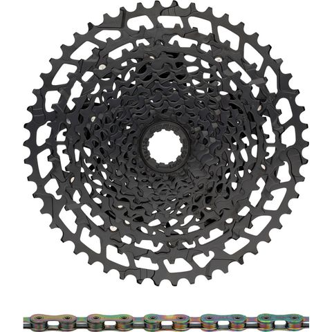 Sram SRAM NX Eagle PG-1230 Kassette + Eagle Kette 12-fach Verschleißset black - XX1 rainbow 126 11-50