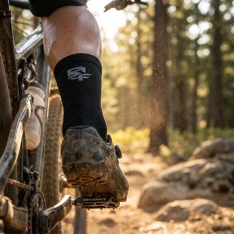 Race Face Race Face Logo Coolmax Socken, black, S/M - atmungsaktive Performance-Bikesocken