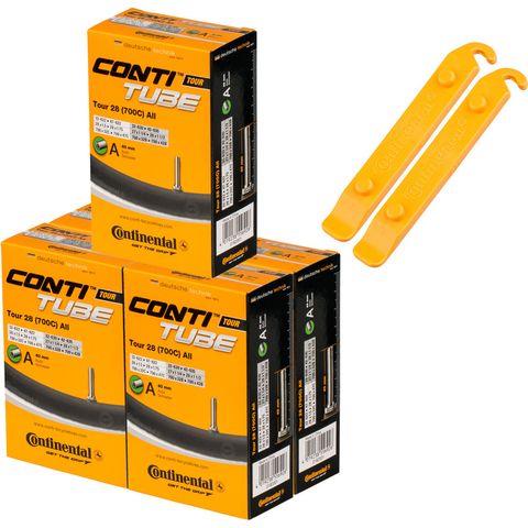Continental Continental Schlauch Tour 28 All - 5 Stück + 2 Reifenheber gratis AV 32-622 bis 42-622 27-28 x 1 1/4-1,75 x 2 AV 40 mm 40 mm