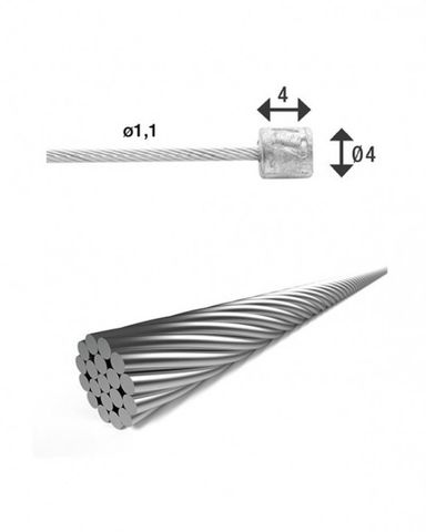 XLC XLC Schaltinnenzug Ø 1,1/ 4000mm 1 Nippel Ø4x4mm