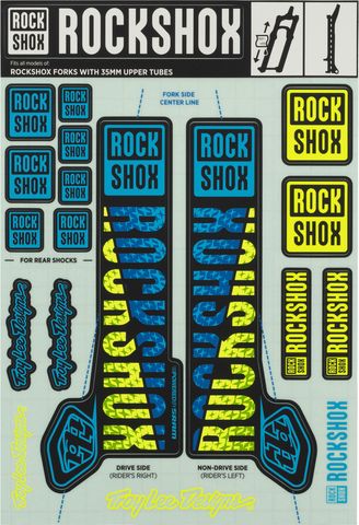RockShox RockShox Troy Lee Designs Decal Kit f.Pike/Lyrik/Yari/Domain/Revelation ab 2018 blue-yellow