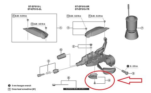 Shimano SHIMANO untere Abdeckung f.ST-EF515, links, m.Befestigungschr. M3x7mm general - 515,, 3x7mm, 7mm