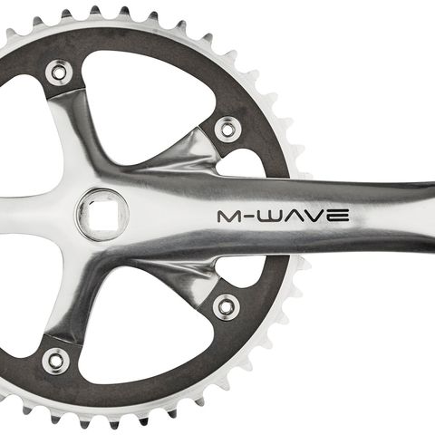 M-wave M-Wave Single Speed crankstel 44 tanden aluminium gepolijst zilver/zwart