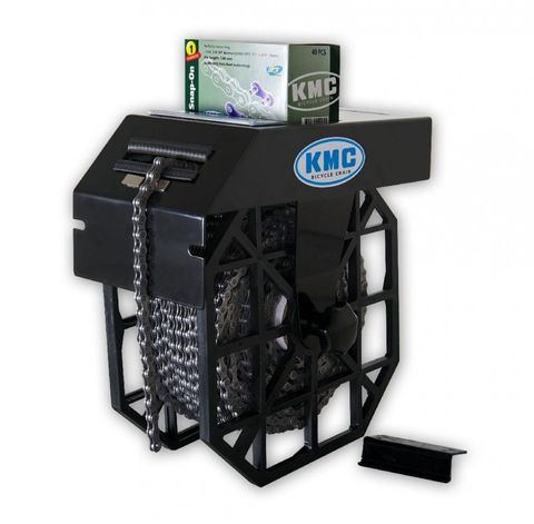 Kmc KMC, Werkstattbedarf, Kettenrollenhalter, für Eine Rolle, für 50m Rollen, Magnethalter für das Kettenende, Halter für eine 40er Box Verschlussglieder, Für Wand- Werkbank montage wird Art.Nr. 193111 gebraucht