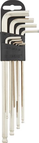 Unior Set of ball-end hex wrenches, long type on plastic clip