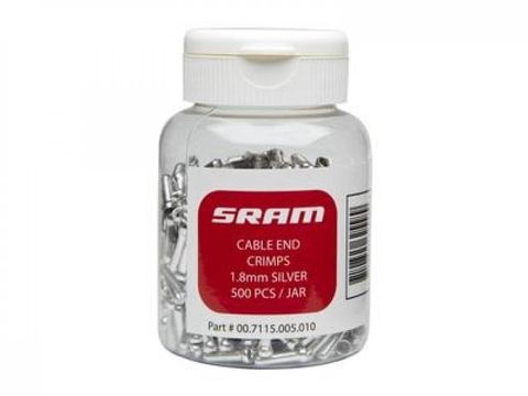 Sram SRAM Schaltkabel-Endkappen 1,8 mm, silber, 1,2 mm Innenzug - saubere und langlebige Kabelabschlüsse