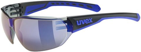 Uvex Uvex Equate Sportbrille - Schwarz-Blau, verspiegelte Gläser, 100% UV-Schutz, Litemirror-Beschichtung, weiche Bügel & Nasenpads für Komfort