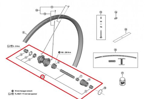 Shimano SHIMANO Hohlachse komplett für FH-TC500-HL Ersatzachse - passend für Shimano FH-TC500-HL Hinterradnabe