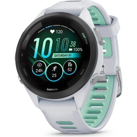 Garmin Garmin Forerunner 265S Smartwatch mit Schnellwechsel-Silikon-Armband 18 mm steinweiss schwarz