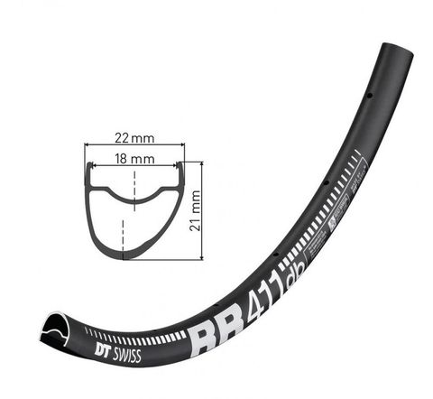 DT Swiss DTSwiss DT Swiss Felge RR 411 Asymmetric Disc 32 Loch Schwarz - leichte Rennrad-Disc-Felge