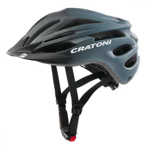 Cratoni Cratoni Kinder-Fahrradhelm Pacer Jr., schwarz-grau matt, S/M (54-58 cm), 20 Belüftungsöffnungen, abnehmbares Visier, Reflektoren