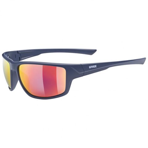 Uvex Uvex Sportstyle 230 Sportbrille  Blue Matt/Mirror Red, verspiegelte Gläser, Filterkategorie 3, 100% UV-Schutz, weiche Bügelenden, Soft-Nasenpads, Unisex, Einheitsgröße