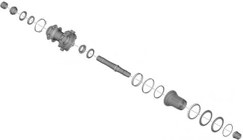 Shimano SHIMANO Hohlachse für WH-R9270-C50-TU-R HR - Achseinheit für Rennrad-Laufrad 28", 12-mm-Steckachse, Scheibenbremse