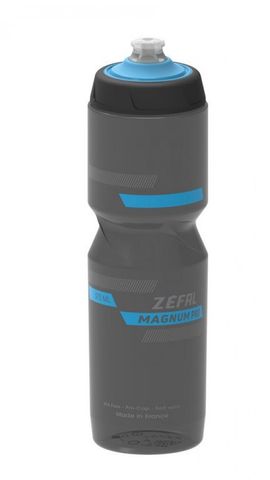 Zéfal Zefal Zéfal Magnum Pro Trinkflasche  975 ml, geruchsfreies Polypropylen, Pro-Cap Doppelverschluss, BPA-frei, Soft-Mundstück, grau/blau, 100% auslaufsicher