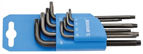 Unior Set of wrenches with TX profile and hole in plastic clip