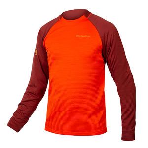 Endura ENDURA SingleTrack Fleece MTB Fietsshirt Lange Mouwen Rood/Donkerrood Heren