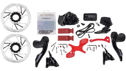 Sram SRAM Force AXS 2X E1 Elektronische HRD Groupset zonder crank, hydraulisch, 36T derailleur incl. 160mm DISC, Flatmount