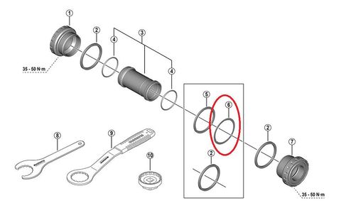 Shimano SHIMANO Distanzscheibe f.BB-MT501 0,7 mm - präziser Lagerspalt für Innenlager