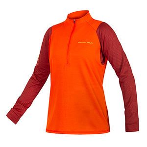 Endura ENDURA SingleTrack Fleece MTB Fietsshirt Lange Mouwen Rood Dames