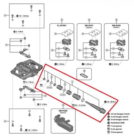 Shimano SHIMANO Pedalachse Baugruppe f.PD-M9200, B.C.9/16"x20T.P.I., links general - 9200, 16"