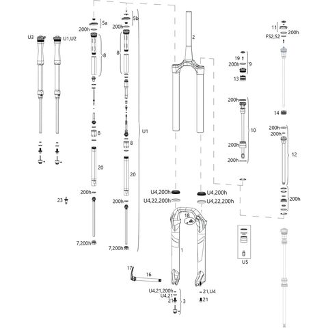 RockShox RockShox Ersatzteile Lyrik RCT3 A1 C1 RC B1 C2 RC2 C1 2016 2019 diffusion black, 42 mm Offset