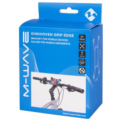 M-Wave MWave M-Wave Eindhoven Grip Edge Smartphone-Halter, 360° drehbar, Clip-On für Ø 22,2-31,8 mm, ABS, universal, stoßdämpfend