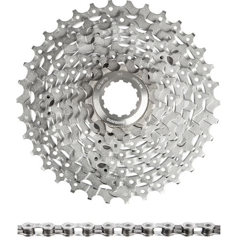 Shimano Shimano XT Kassette CS-M770 + Kette CN-HG93 9-fach Verschleißset silber 114 11-32