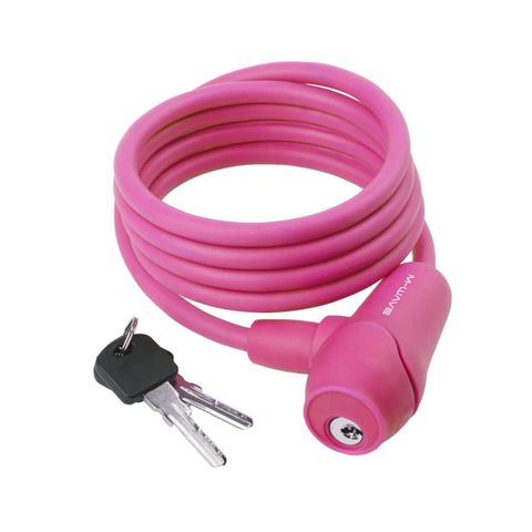 M-Wave MWave M-WAVE Automatik-Silikon-Spiralkabelschloss 1500 × 8 mm Pink