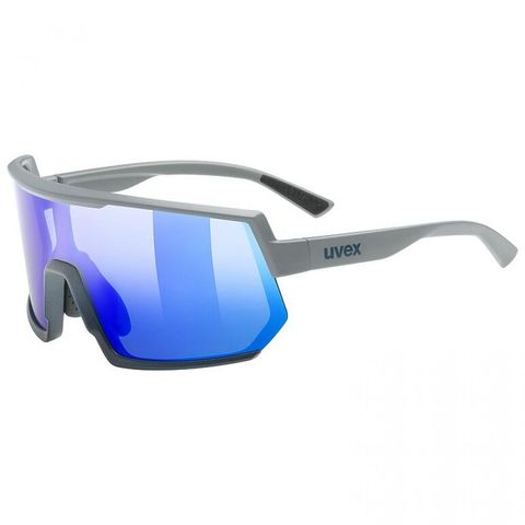 Uvex uvex sportstyle 235, rhino deep space matt/mirror blue, Sportbrille mit verspiegeltem Oversize-Shield und uvex supravision® Antifog-Beschichtung für 100% UV-Schutz und maximalem Sichtfeld