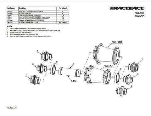 Race Face Race Face Vault 412/414 End Cap Endkappen Kit 15 mm schwarz - präziser Nabenabschluss