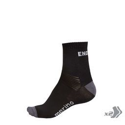 Endura ENDURA BaaBaa Merino Fietssokken Zwart/Grijs 2-Pack