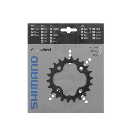 Shimano Shimano Aynakol Dişlisi Deore 22T 3x9S Siyah