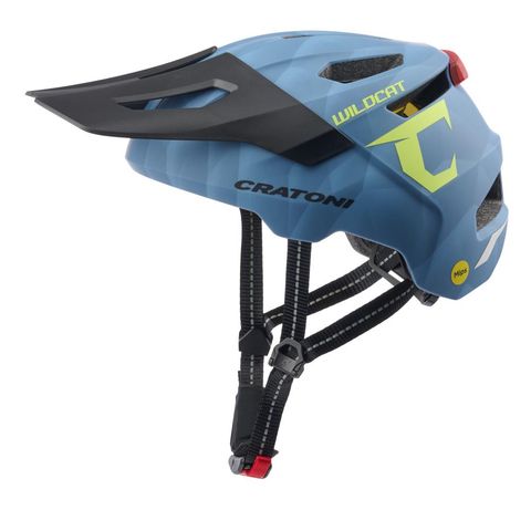 Cratoni Cratoni WildCat MIPS Kinder MTB-Helm steelblue matt S-M, 49-56 Zentimeter, MIPS, LED-Rücklicht, 12 Belüftungen, Visier