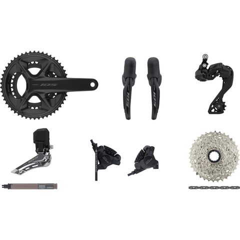 Shimano Shimano 105 Di2 R7150 Gruppe 2x12 34-50 schwarz 170,0 mm Anlöt Shimano Road 11-34 Shimano Road ohne
