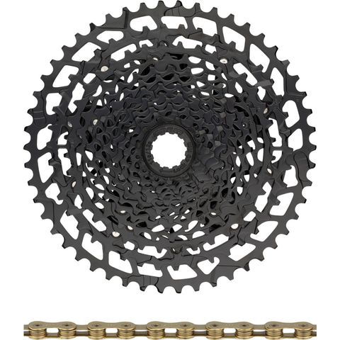 Sram SRAM NX Eagle PG-1230 Kassette + Eagle Kette 12-fach Verschleißset black - XX1 gold 126 11-50