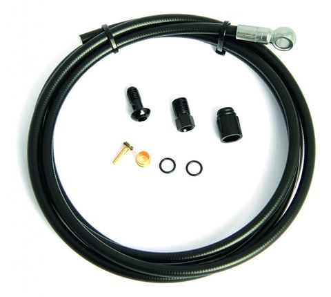 Tektro TEKTRO Bremsleitung Auriga mit Banjo 2000 mm Schwarz - Hydraulische Bremsleitung für Scheibenbremsen - Hydraul. Bremsleitungen