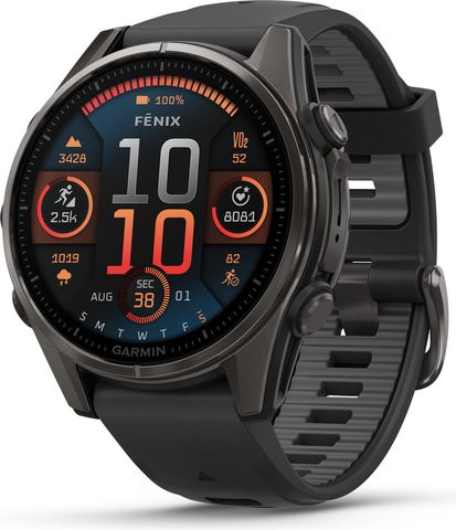 Garmin Garmin fenix 8 AMOLED Sapphire Titan GPS 43 mm Multisport-Smartwatch schwarz carbongrau