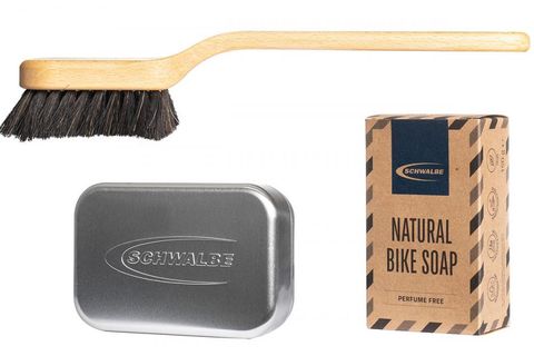 Schwalbe Schwalbe Bike Soap Kit in Alubox mit Bürste 1 Set beige,silber - schonende Fahrradreinigung