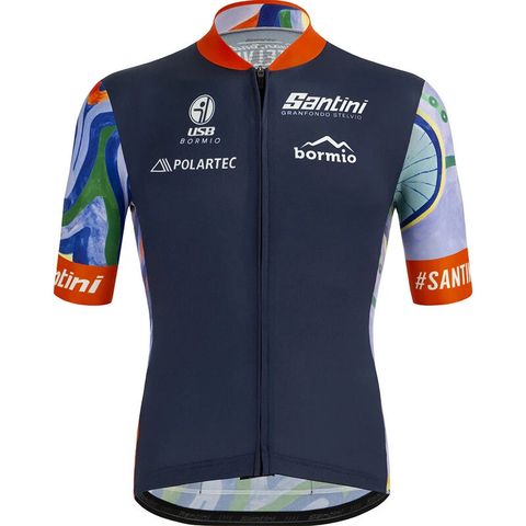 Santini Santini GF Stelvio Erkek Bisiklet Forması Polartec GF94075C1STEL - Lacivert / XS