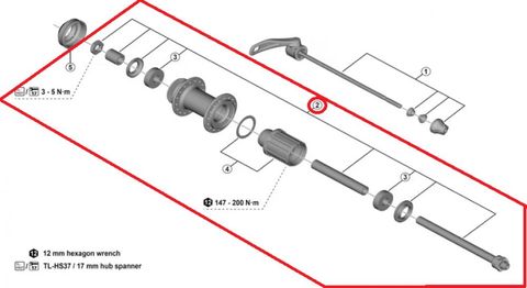 Shimano SHIMANO Hohlachse komplett für FH-QC400-HM-B Ersatzachse für Hinterradnabe