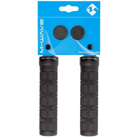 M-Wave M-WAVE Cloud Slick Fix 6 Fahrradgriffe 1 Paar schwarz 130 mm - D2 Zweikomponentenmischung, Ø30 mm, mit Klemmung & Lenkerstopfen, ergonomisch griffig
