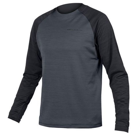 Endura Endura SingleTrack Fleece Langarmtrikot, Schwarz, S - atmungsaktives Mountainbike-Fleece mit Netzeinsatz & Rücken-Reißverschlusstasche
