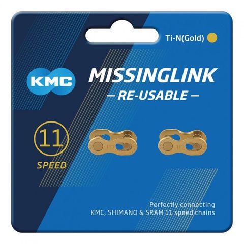 Kmc KMC MissingLink 11R Ti-N Gold, 2 Stück, Kettenschloss 11-fach 5,65mm, langlebig, wiederverwendbar, Titannitrid-Beschichtung, präzise Schaltvorgänge