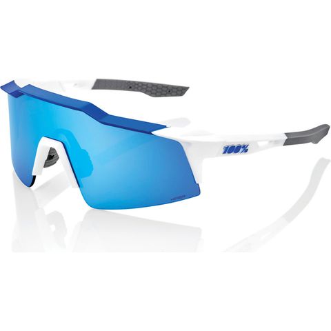 100% 100% Speedcraft SL Hiper Sportbrille matte white-metallic blue hiper blue multilayer mirror
